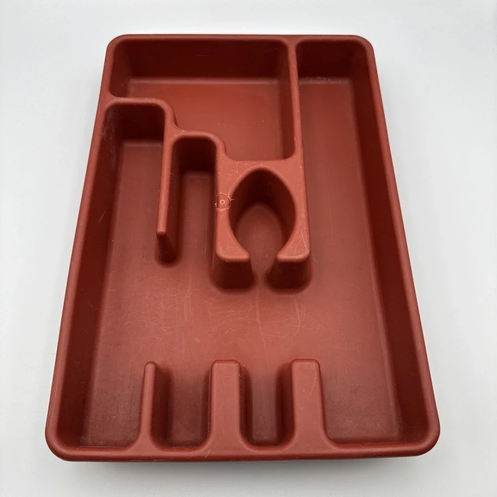 Vintage Rubbermaid Red‎ Orange #2921 Silverware Tray Flatware Drawer Organizer